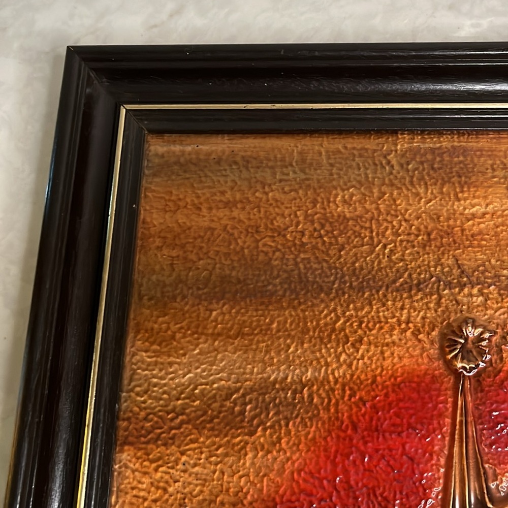 Vintage Copper craft 3D Wall Art in vintage frame Copper Metalware Plaques - Picture 9 of 12